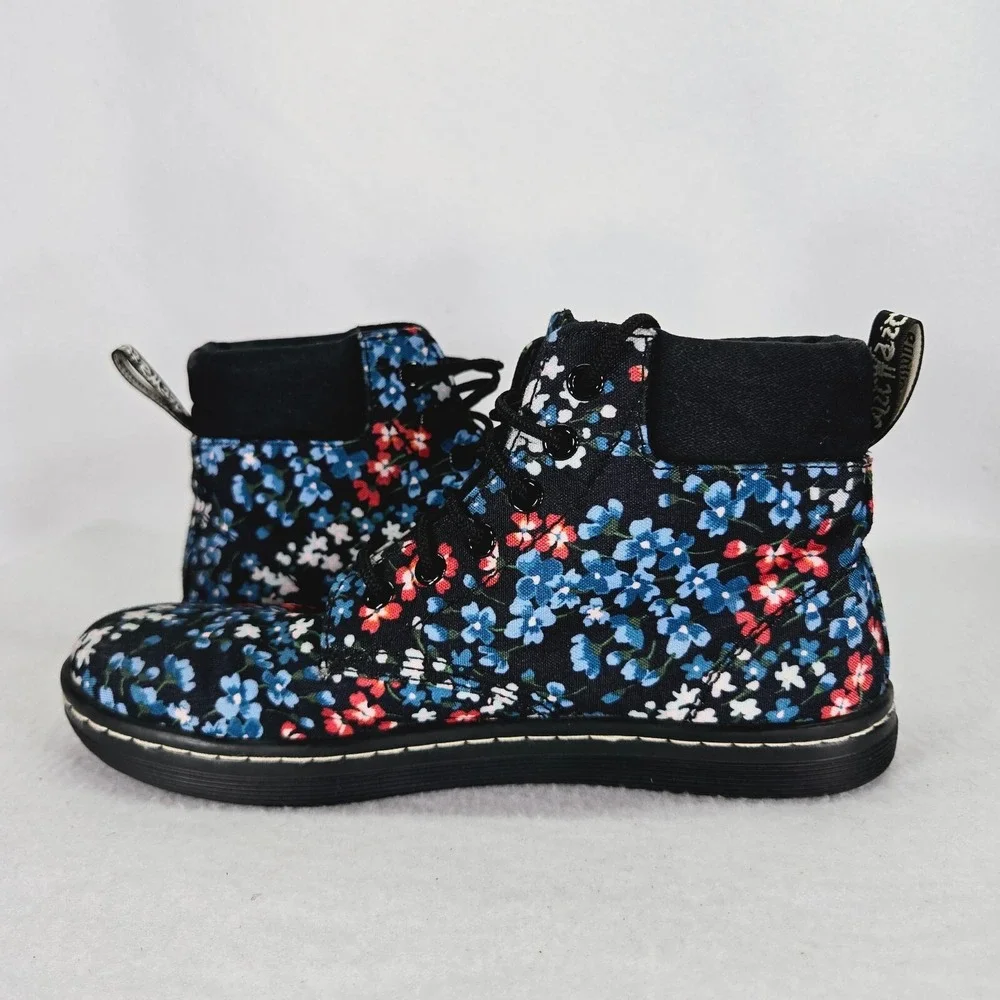 Dr‎ Martens Shoes Womens 7 Maelly Black Floral Canvas Boots Sneakers Air Walk